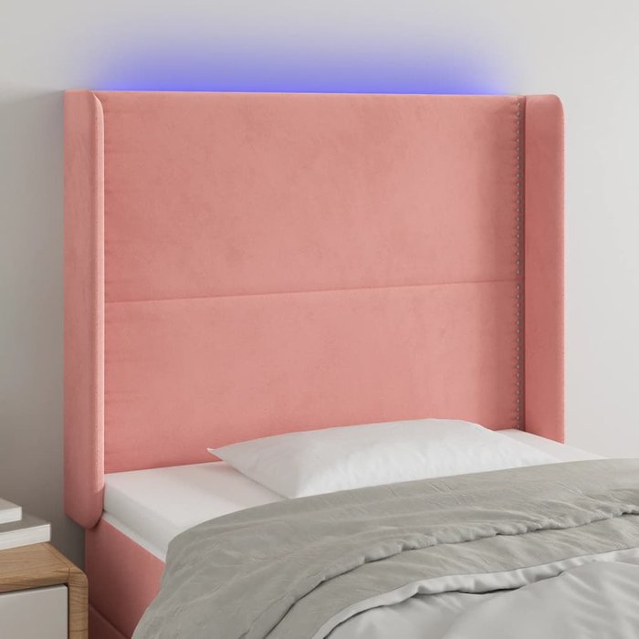 Cabecero led rosa 103x16x118/128 cm terciopelo