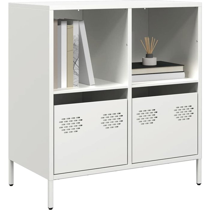 Aparador blanco de acero laminado en frío de 68x39x73,5 cm.