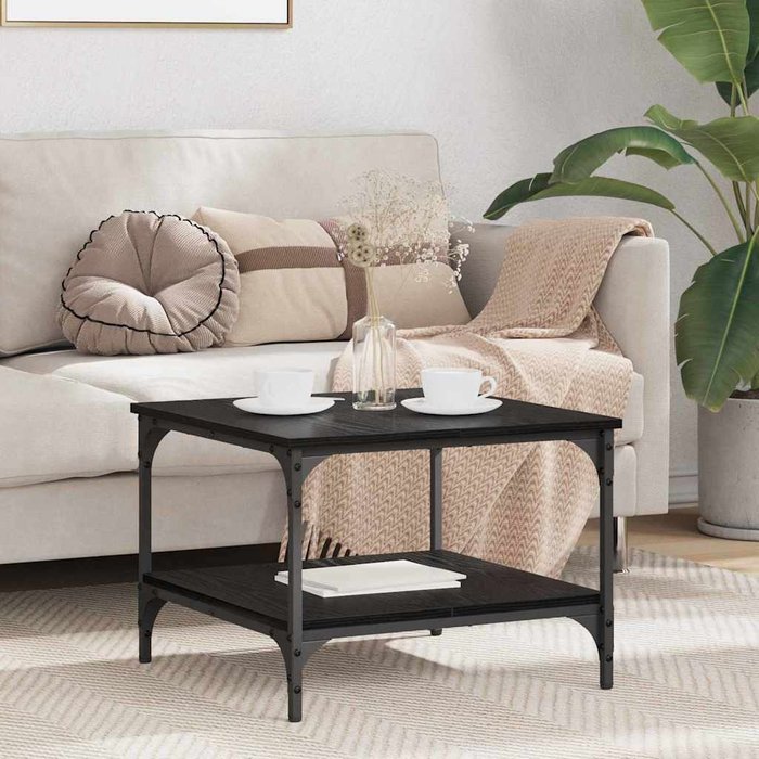 Mesa de centro, roble negro, 55 x 55 x 40 cm, madera de ingeniería