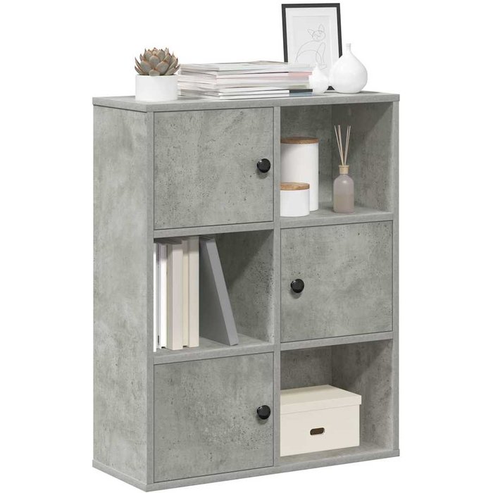 Librería de madera de ingeniería gris hormigón 60x24x76,5 cm