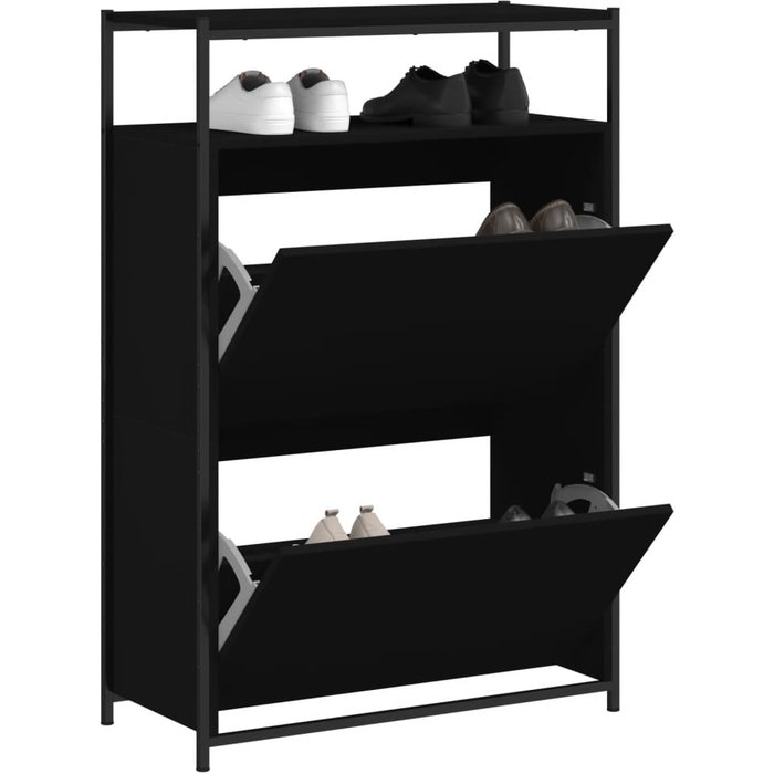 Maison exclusive - zapatero de madera de ingeniería negro 75x34x112 cm