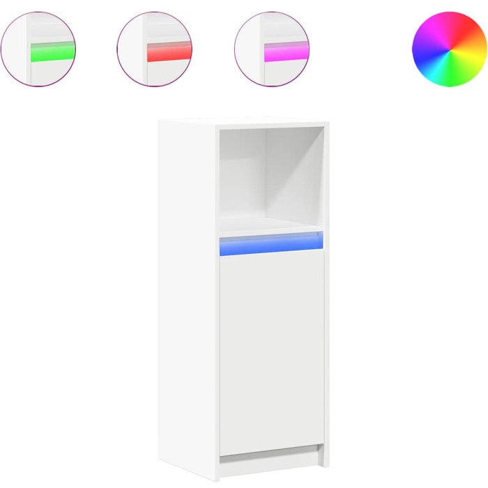 Aparador con luz led madera de ingeniería blanco 38x34x100 cm - comfortxl
