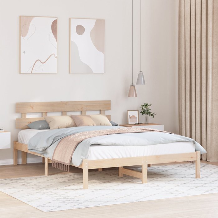 Estructura de cama marrón 140 x 200 cm madera maciza de pino vidaxl