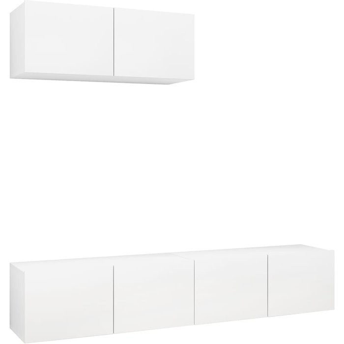 Mueble de tv 3 piezas de madera de ingeniería blanco v9948 unico / blanco