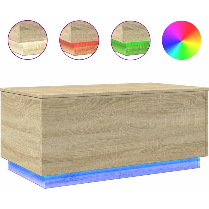 Mesa de centro con luces led roble sonoma 90x50x40 cm - comfortxl