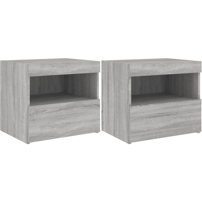 Mesitas de noche con luces led 2 uds gris sonoma 50x40x45 cm - comfortxl