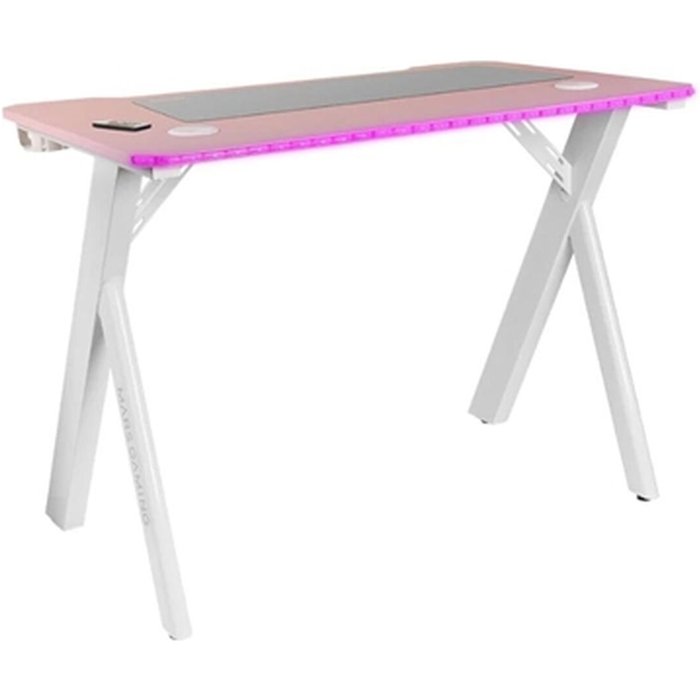 Mesa de escritorio mars gaming mgd100rgbp blanco rosa acero 100 x 60 cm