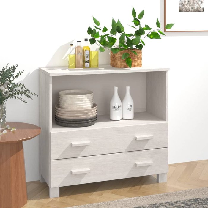 Vidaxl aparador hamar madera maciza de pino blanca 85x35x80 cm