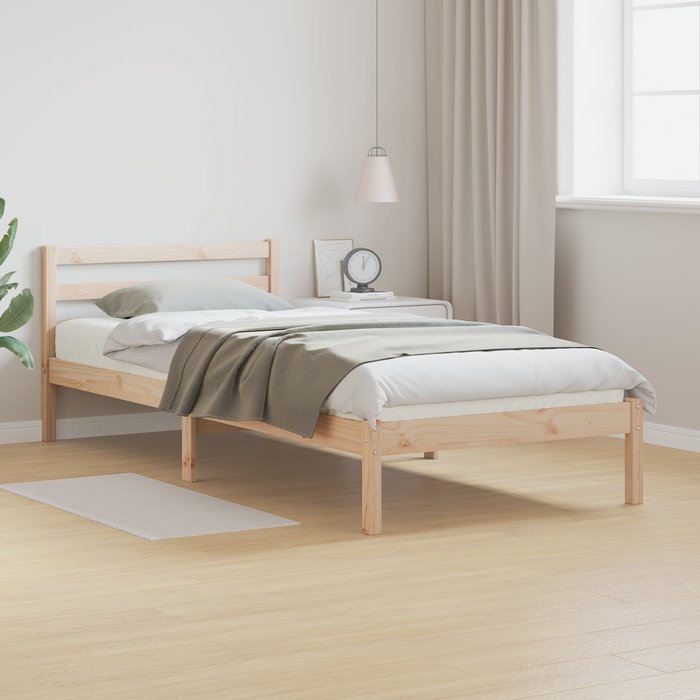 Vidaxl estructura de cama con cabecero madera maciza pino 90x210 cm