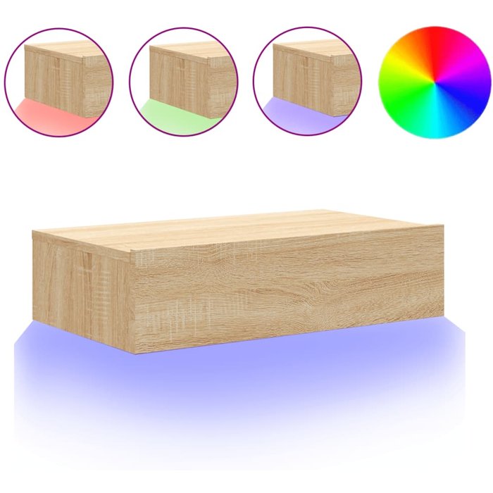 Mueble tv con iluminación led roble sonoma 60x35x15,5 cm