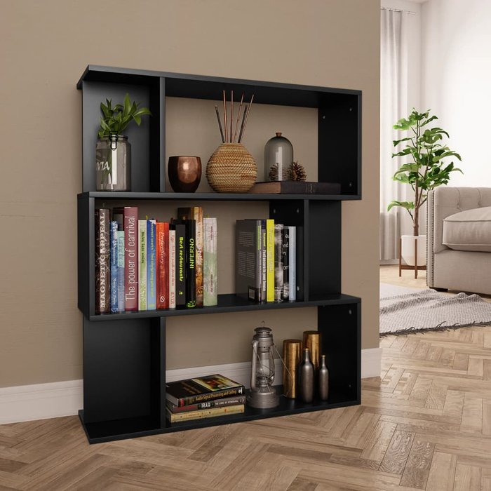 Librería/separador negro 80x24x96 cm cm madera contrachapada