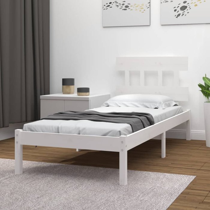 Estructura de cama blanco madera maciza 100x200 cm