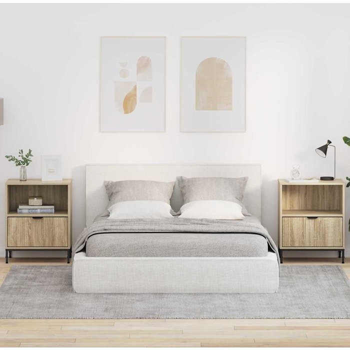 Vidaxl mesas de noche con cajón 2 pcs roble sonoma 49 x 36 x 61 cm