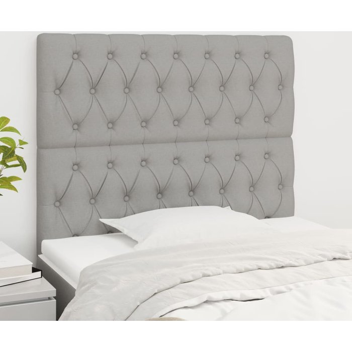 Cabeceros 2 uds gris claro 100x7x78/88 cm tela