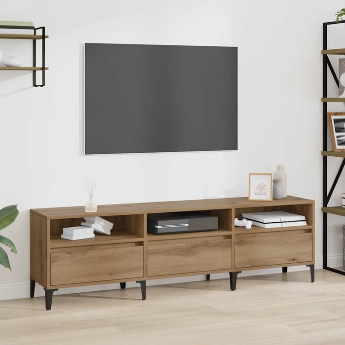 Mueble de tv con cajón, roble artesanal, 150 x 30 x 45 cm