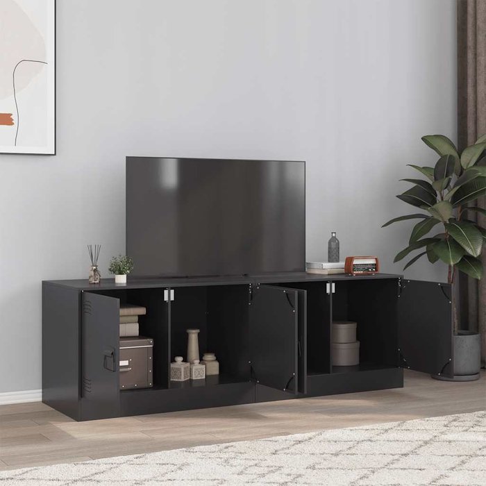 Muebles para tv 2 unidades acero negro 67x39x44 cm