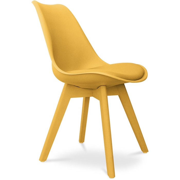 Silla de comedor estilo escandinavo color liso teva-color amarillo curry