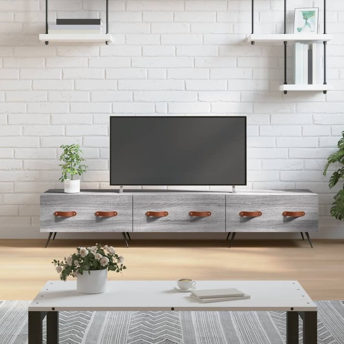 Mueble de tv sonoma gris 150x36x30 cm madera de ingeniería