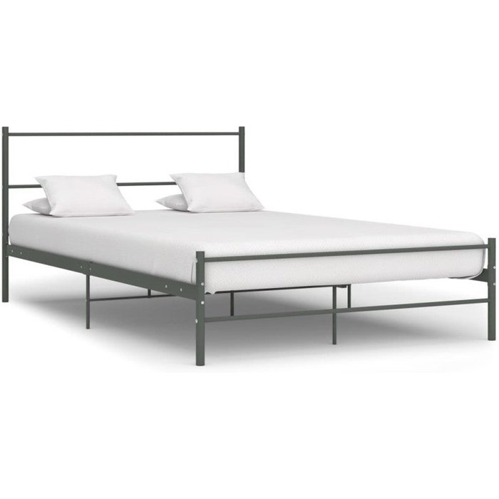 Estructura cama con cabecero sin colchón metal gris 160x200 cm vidaxl