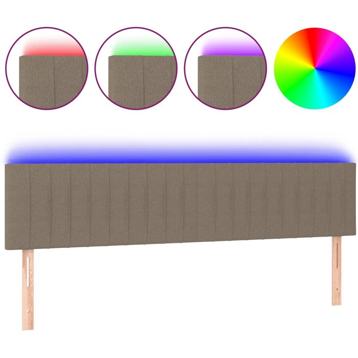 Cabecero con led de tela gris taupe 160x5x78/88 cm - comfortxl