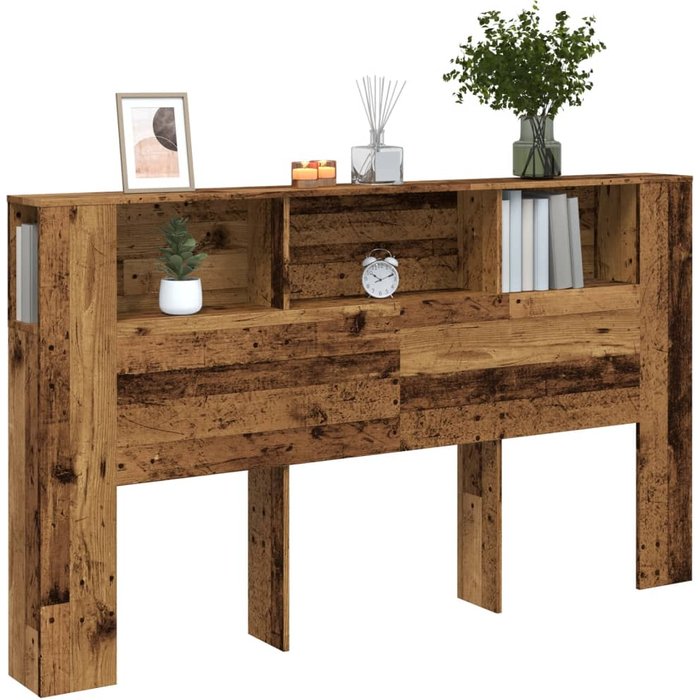 Cabecero armario madera ingeniería envejecida 180x18,5x102,5 cm