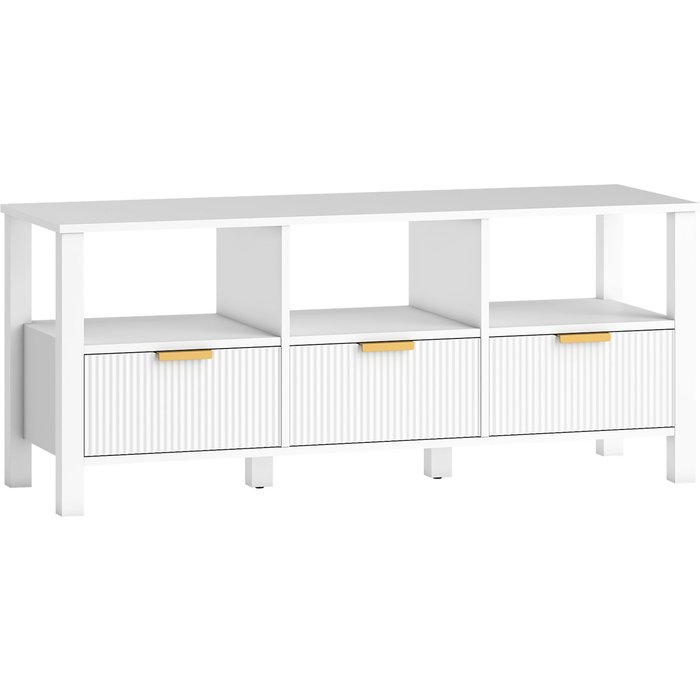 Mueble de tv homcom melamina de madera, mdf blanco 120x39.5x50 cm 83b-529v00wt