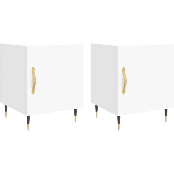 Mesitas de noche 2 piezas madera contrachapada blanca 40x40x50 cm