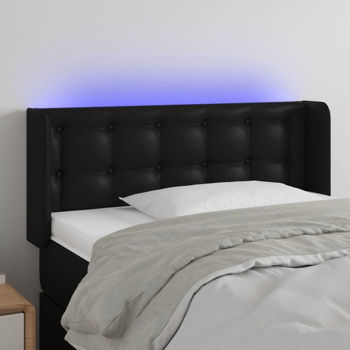 Maison exclusive - cabecero con led cuero sintético negro 83x16x78/88 cm
