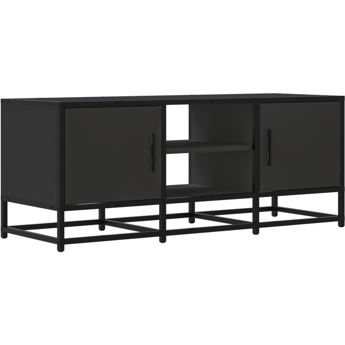 Mueble tv madera laminada y metal negro 100x35x41 cm - comfortxl