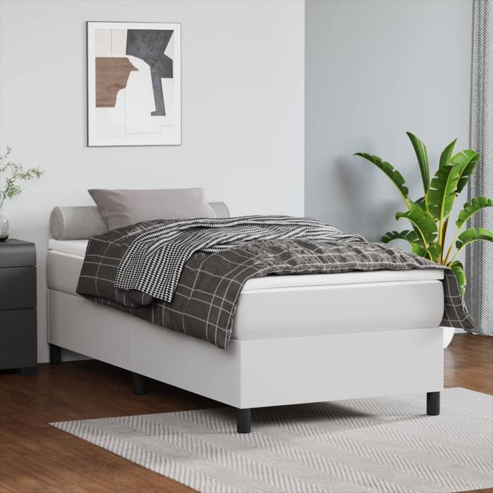 Estructura de cama con somier cuero sintético blanco 90x200 cm vidaxl
