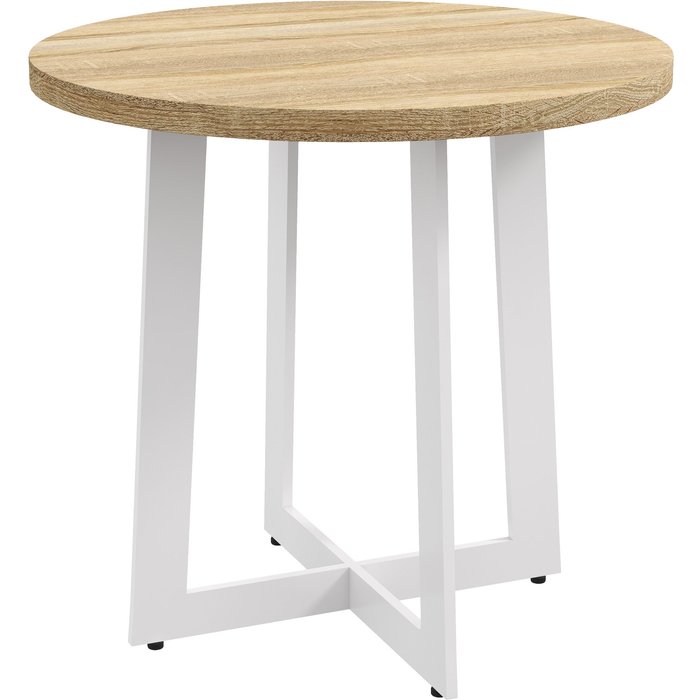 Mesa de comedor homcom mdf, acero roble 80x80x75 cm