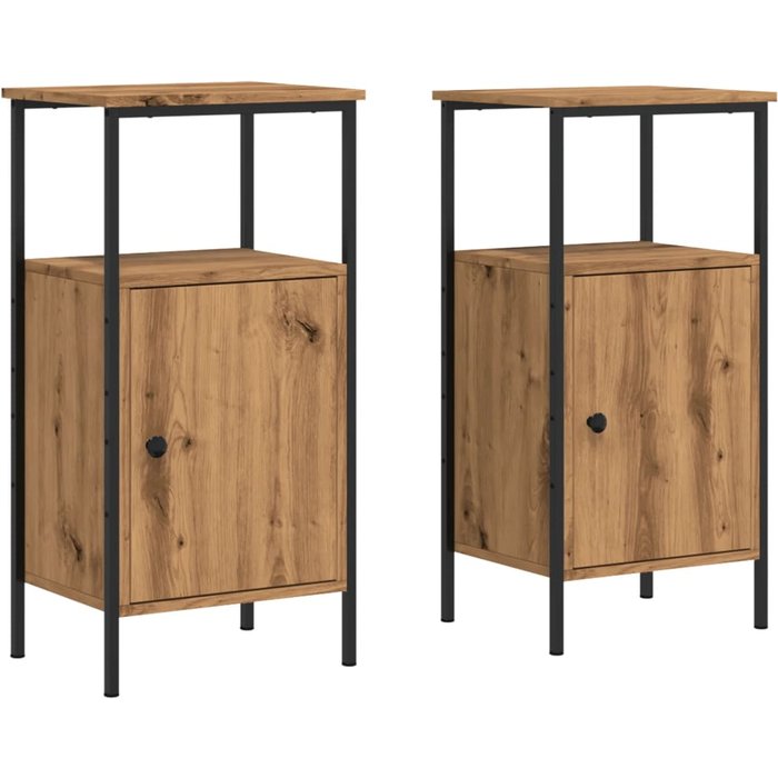 Mesitas noche 2 uds madera ingeniería roble artisan 41x31x80 cm - comfortxl