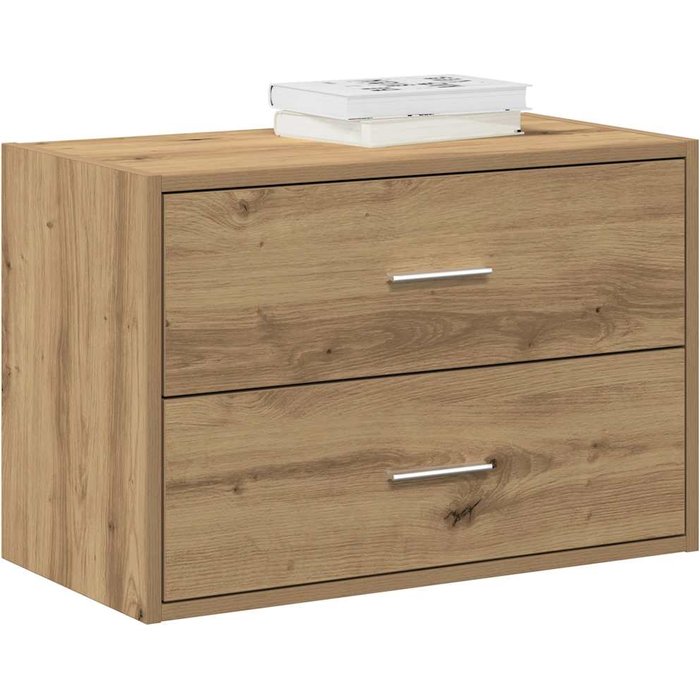 Armario con 2 cajones artesanal en madera contrachapada de roble.