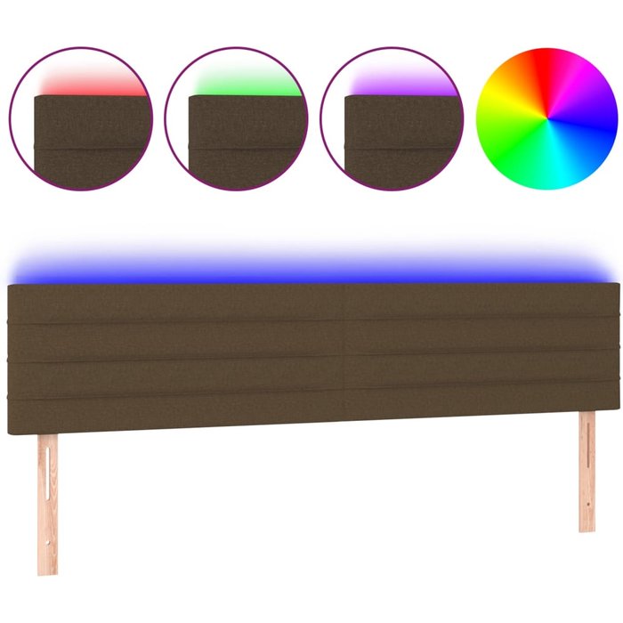 Cabecero cama - mueble cabecero con led de tela marrón oscuro 160x5x78/88 cm