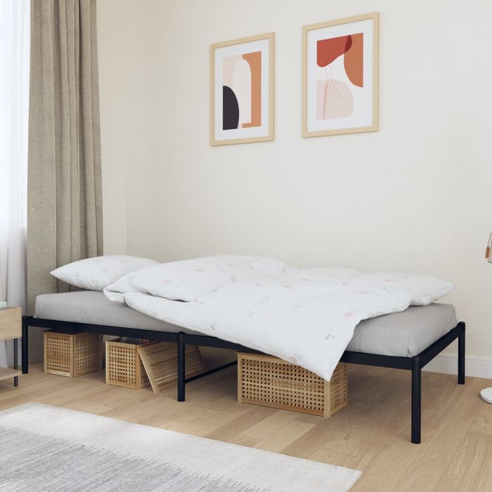 Estructura de cama de metal negro 90x200 cm