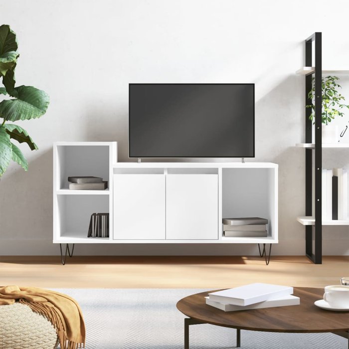 Maison exclusive - mueble de tv madera contrachapada blanco brillo 100x35x55 cm