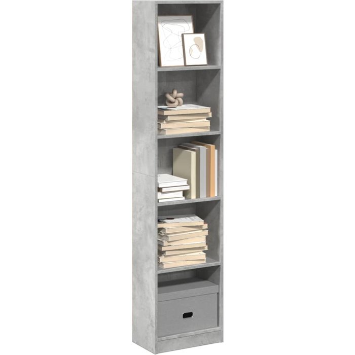 Maison exclusive - estantería de madera de ingeniería gris hormigón 40x24x176 cm