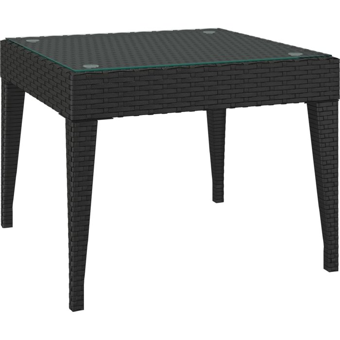 Mesa auxiliar vidrio templado ratán sintético negro 50x50x38 cm - comfortxl