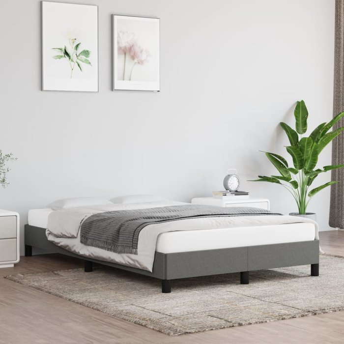 Estructura de cama sin colchón tela gris oscuro 120x190 cm vidaxl
