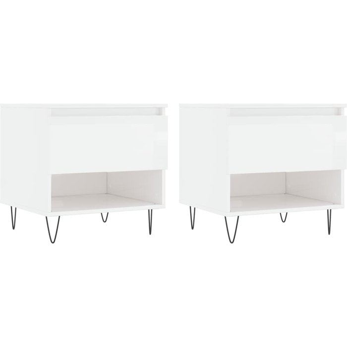 Mesas de centro 2 piezas madera composite blanco brillo 50x46x50 cm - comfortxl