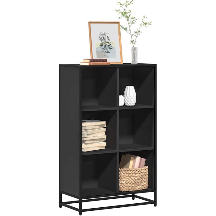Librería negra 65,5x33x107,5 cm de madera contrachapada