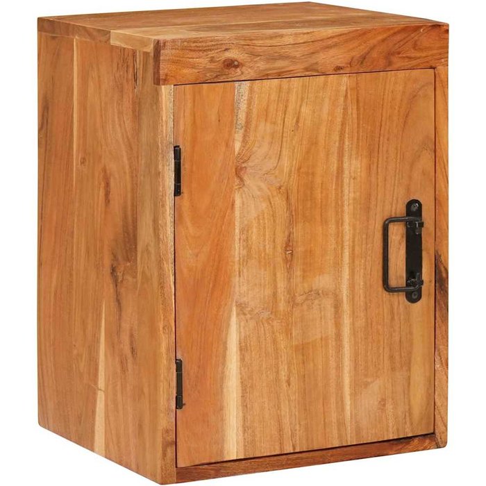 Mesita de noche marrón, 35 x 33 x 48 cm, madera maciza de acacia