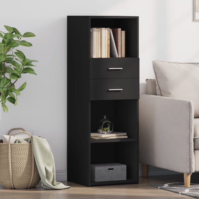Aparador alto negro 40x42,5x124 cm de madera contrachapada