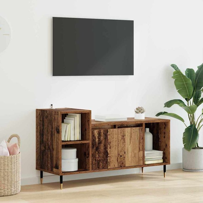 Mueble de tv de madera antigua 100 x 35 x 55 cm madera de ingeniería