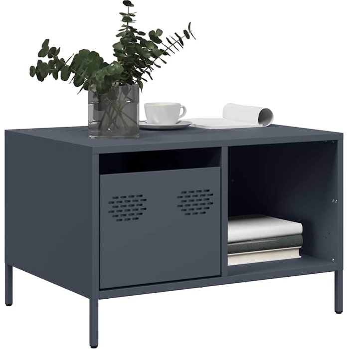 Mesa de centro antracita 68,5x50x43,5 cm acero laminado en frío