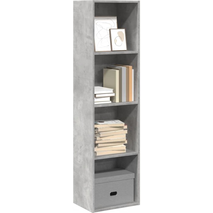 Librería gris hormigón 40x30x152 cm de madera contrachapada