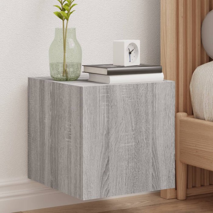 Maison exclusive - mueble de tv de pared con luces led gris sonoma 30,5x35x30 cm