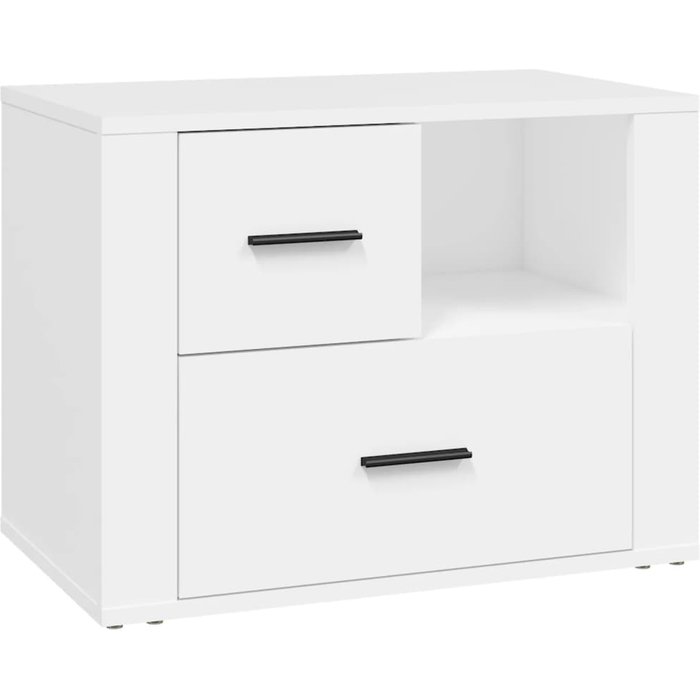 Mesita de noche de contrachapado blanco 60x36x45 cm - comfortxl