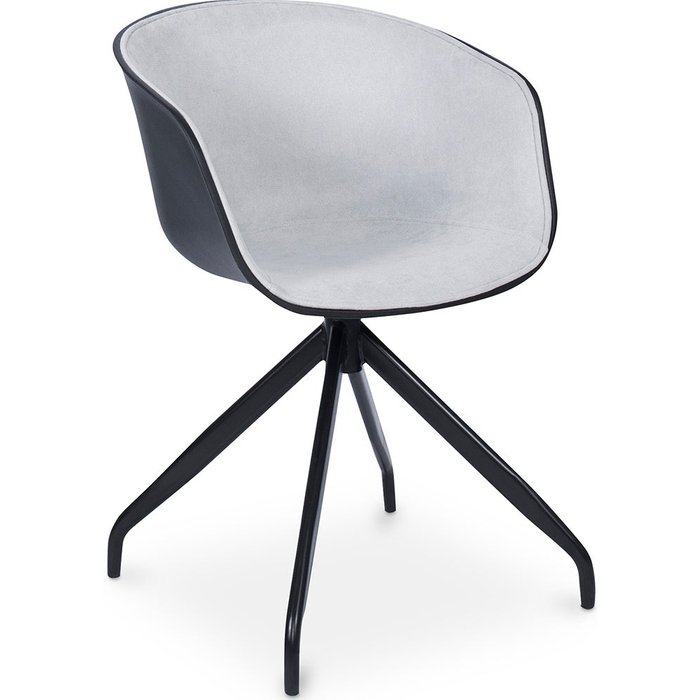 Silla de oficina acolchada negra de diseño con reposabrazos