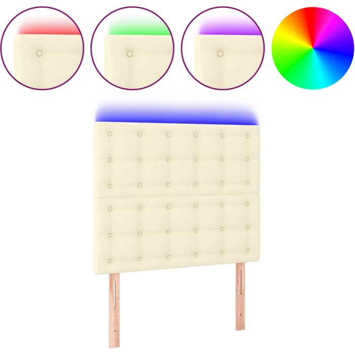 Cabecero con luces led cuero sintético crema 80x5x118/128 cm